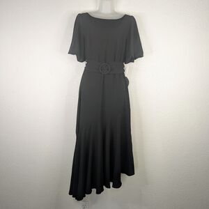 Taylor Black Asymmetrical Dress with‎ Belt